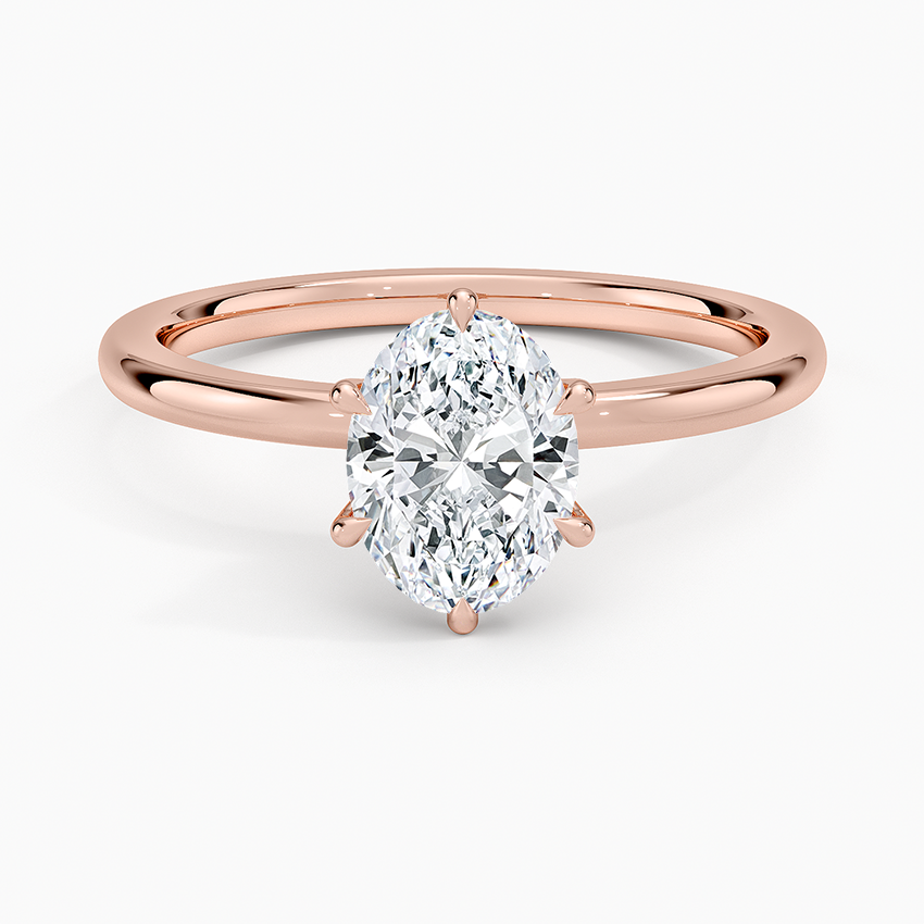 Altı Tırnak 1.15 Karat Oval Kesim Hidden Halo Tasarım Tektaş Laboratuvar Pırlanta Yüzük - Delora - Bold Diamonds