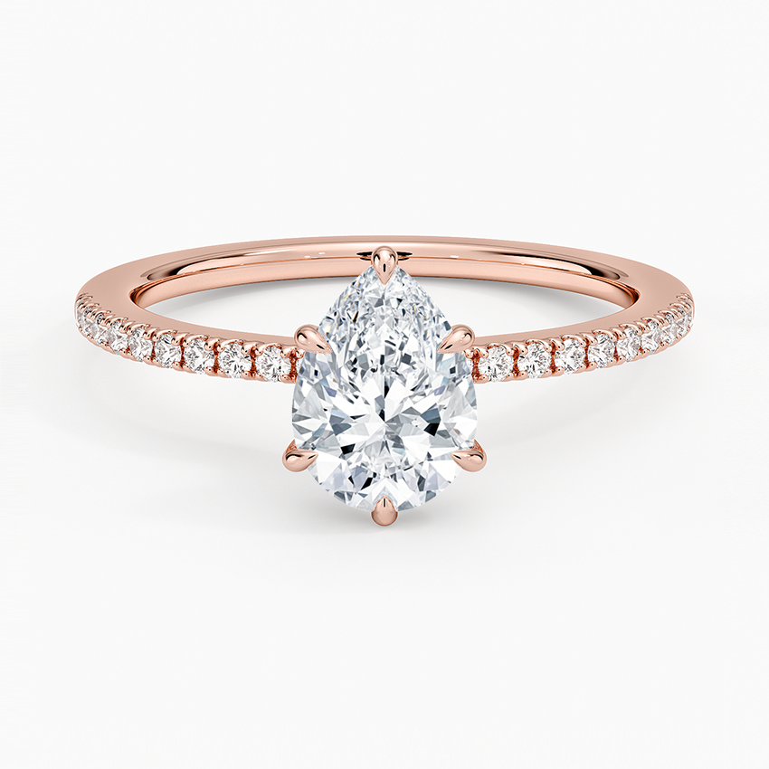 1.25 Karat Damla Kesim Hidden Halo Tasarım Tektaş Laboratuvar Pırlanta Yüzük - Filora - Bold Diamonds