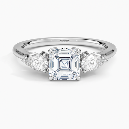 1.75 Karat Asscher Kesim Hidden Halo Tasarım Tektaş Laboratuvar Pırlanta Yüzük 18K - Calora