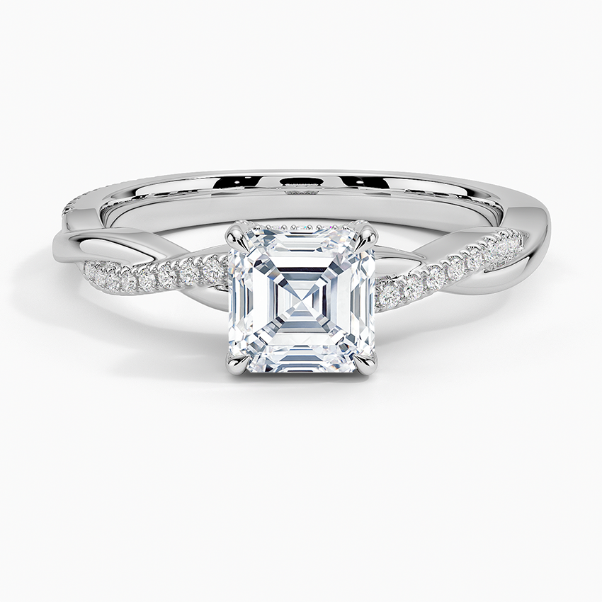 1.25 Karat Asscher Kesim Hidden Halo Tasarım Tektaş Laboratuvar Pırlanta Yüzük  - Riga