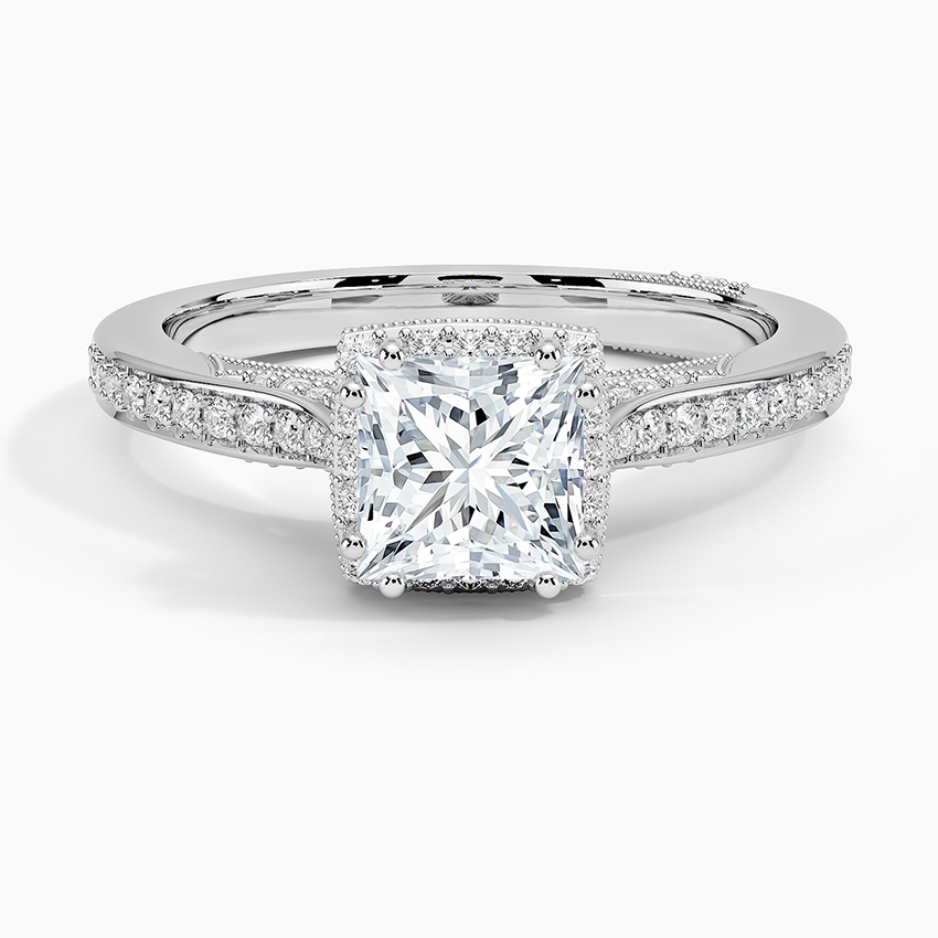 1.50 Prenses Kesim Halo Tasarım Tektaş Laboratuvar Pırlanta Yüzük 18K - Tilara