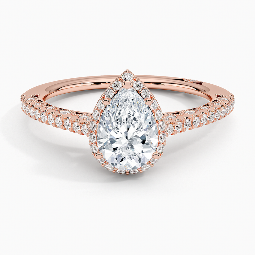 1.50 Damla Kesim Hidden Halo Tasarım Tektaş Laboratuvar Pırlanta Yüzük - Gilara