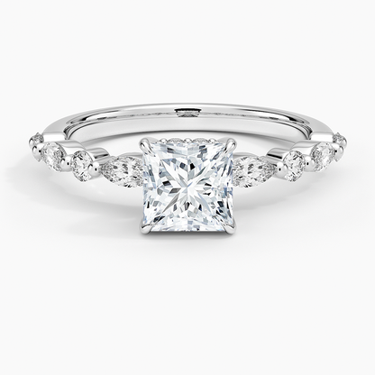 1.60 Carat Princess Halo Design Solitaire Lab Diamond Ring 18K - Florina 