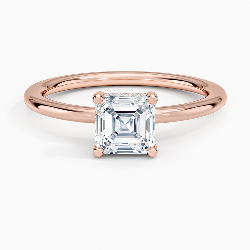 1.10 Karat Asscher Kesim Hidden Halo Tasarım Tektaş Laboratuvar Pırlanta Yüzük - Lucerne