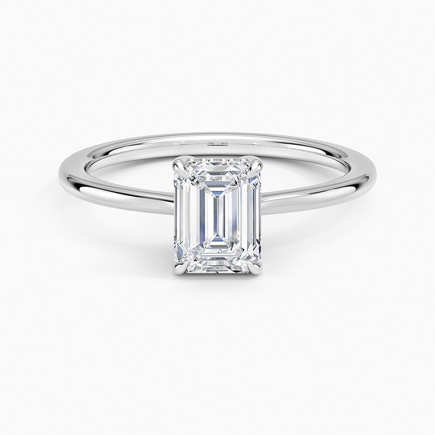 1.10 Karat Emerald Kesim Hidden Halo Tasarım Tektaş Laboratuvar Pırlanta Yüzük - Monaco