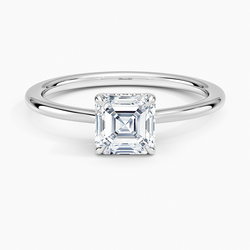 1.10 Asscher Kesim Hidden Halo Tasarım Tektaş Laboratuvar Pırlanta Yüzük - Tilora