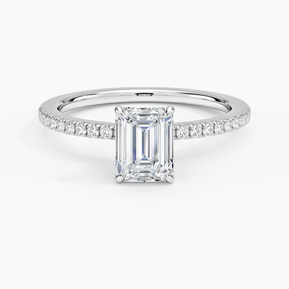 1.25 Emerald Kesim Hidden Halo Tasarım Tektaş Laboratuvar Pırlanta Yüzük 18K - Filora