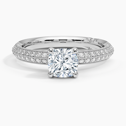 1.50 Cushion Kesim Yarım Tur Tasarım Tektaş Laboratuvar Pırlanta Yüzük - Selara