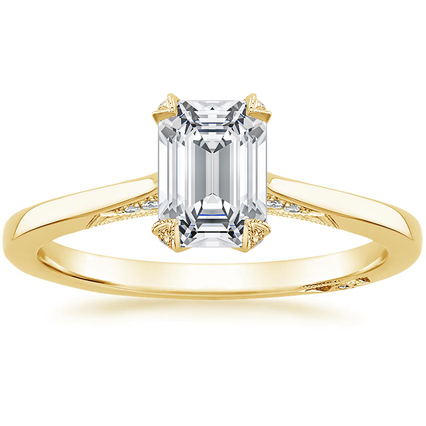 1.25 Karat Emerald Kesim Hidden Halo Tasarım Tektaş Laboratuvar Pırlanta Yüzük - Zurich