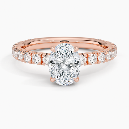 1.75 Karat Oval Kesim Hidden Halo Tasarım Tektaş Laboratuvar Pırlanta Yüzük 18K  - Selora