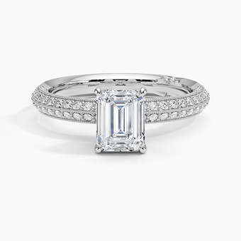 1.50 Karat Emerald Kesim Hidden Halo Tasarım Tektaş Laboratuvar Pırlanta Yüzük - Geneva
