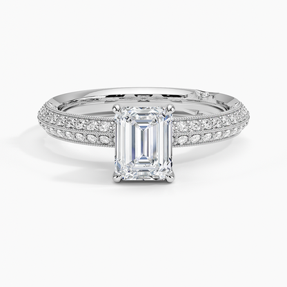 1.50 Emerald Kesim Yarım Tur Tasarım Tektaş Laboratuvar Pırlanta Yüzük - Selara