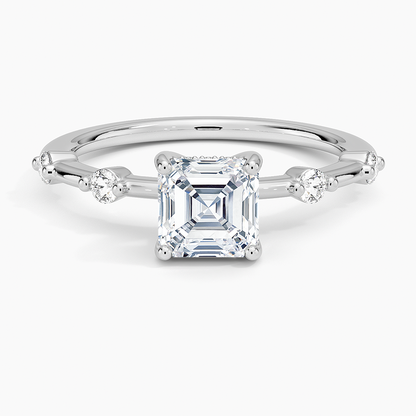 1.20 Asscher Kesim Hidden Halo Tasarım Tektaş Laboratuvar Pırlanta Yüzük - Zelora