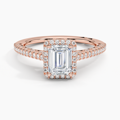 1.50 Emerald Kesim Hidden Halo Tasarım Tektaş Laboratuvar Pırlanta Yüzük - Gilara