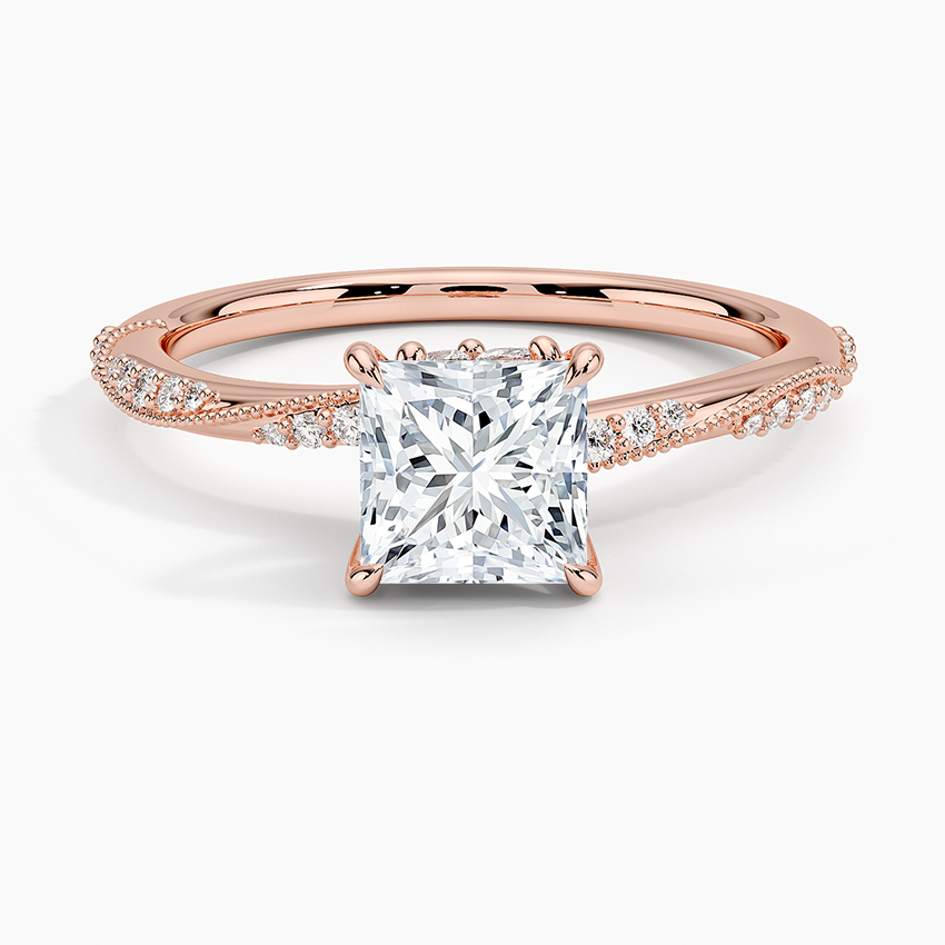 1.25 Karat Prenses Kesim Hidden Halo Tasarım Tektaş Laboratuvar Pırlanta Yüzük 18K  - Melora - Bold Diamonds