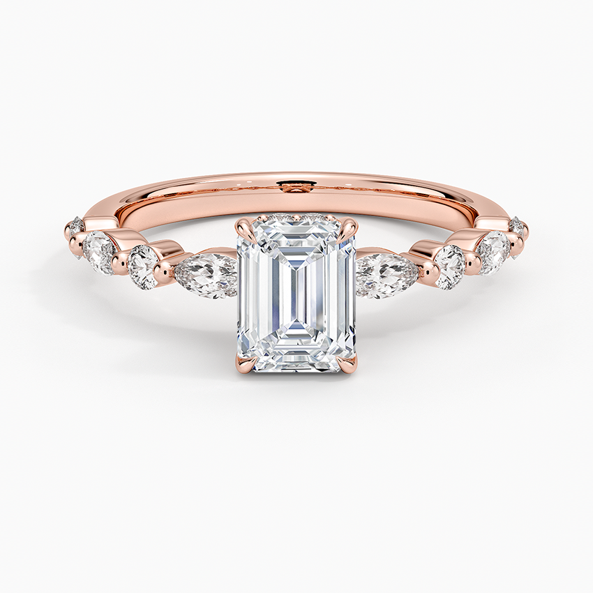1.50 Karat Emerald Kesim Hidden Halo Tasarım Tektaş Laboratuvar Pırlanta Yüzük - Verona
