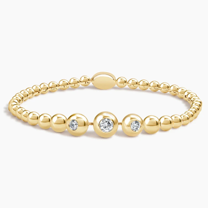 Üç Taşlı Model 1.00 Karat Yuvarlak Kesim Laboratuvar Pırlanta Bileklik 18K - Bold Diamonds
