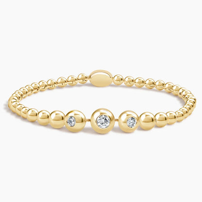 Üç Taşlı Model 1.00 Karat Yuvarlak Kesim Laboratuvar Pırlanta Bileklik 18K - Bold Diamonds