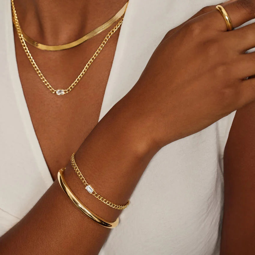 Tek Taş Model 1.00 Karat Zümrüt Kesim Laboratuvar Pırlanta Bileklik 18K - Bold Diamonds