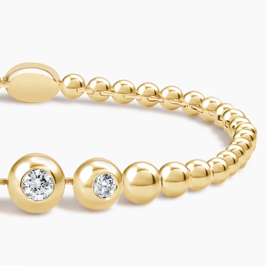 Üç Taşlı Model 1.00 Karat Yuvarlak Kesim Laboratuvar Pırlanta Bileklik 18K - Bold Diamonds