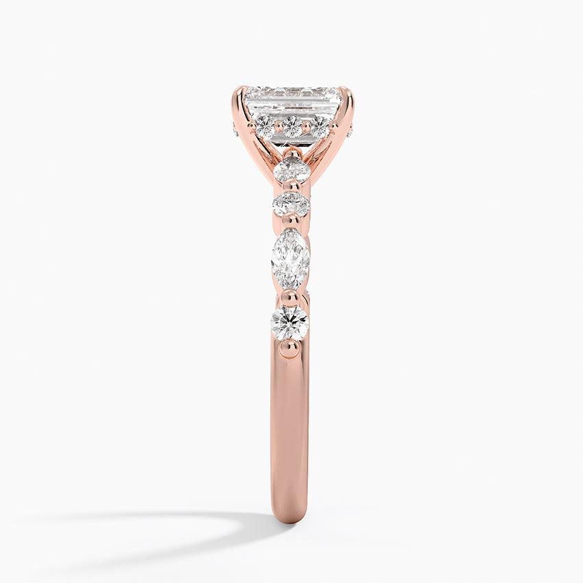 1.50 Karat Emerald Kesim Hidden Halo Tasarım Tektaş Laboratuvar Pırlanta Yüzük - Verona