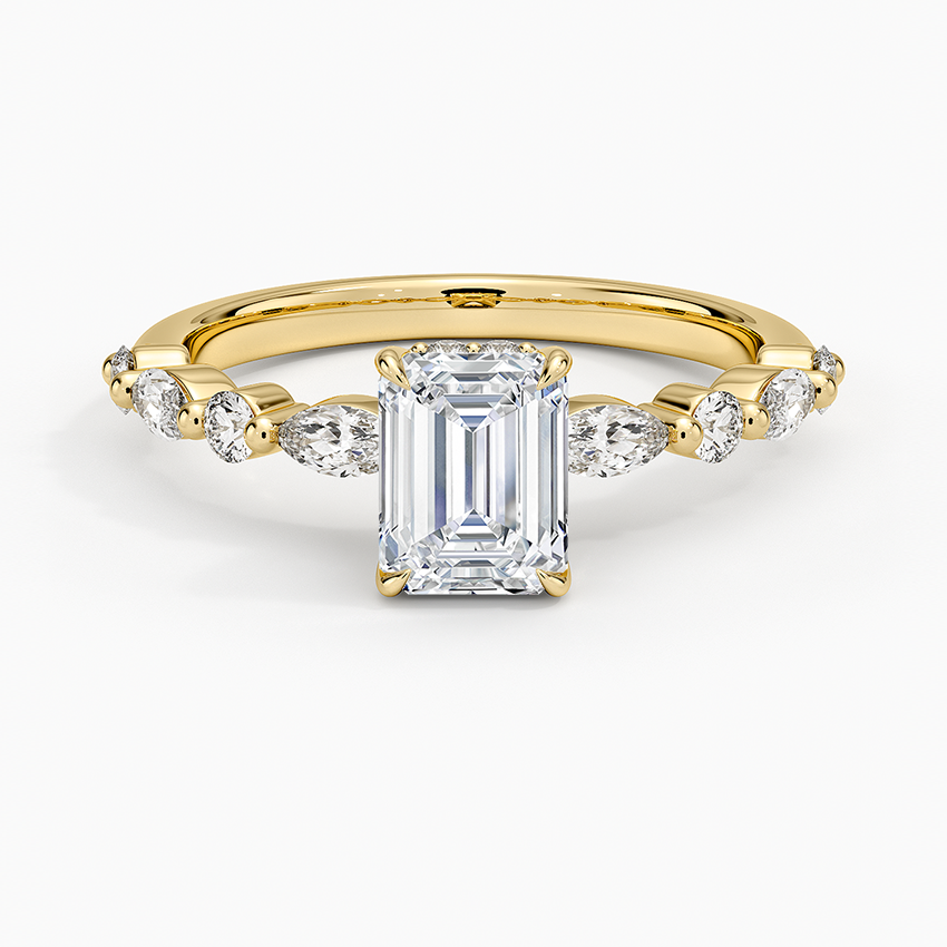 1.50 Karat Emerald Kesim Hidden Halo Tasarım Tektaş Laboratuvar Pırlanta Yüzük - Verona