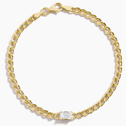 Tek Taş Model 1.00 Karat Zümrüt Kesim Laboratuvar Pırlanta Bileklik 18K - Bold Diamonds
