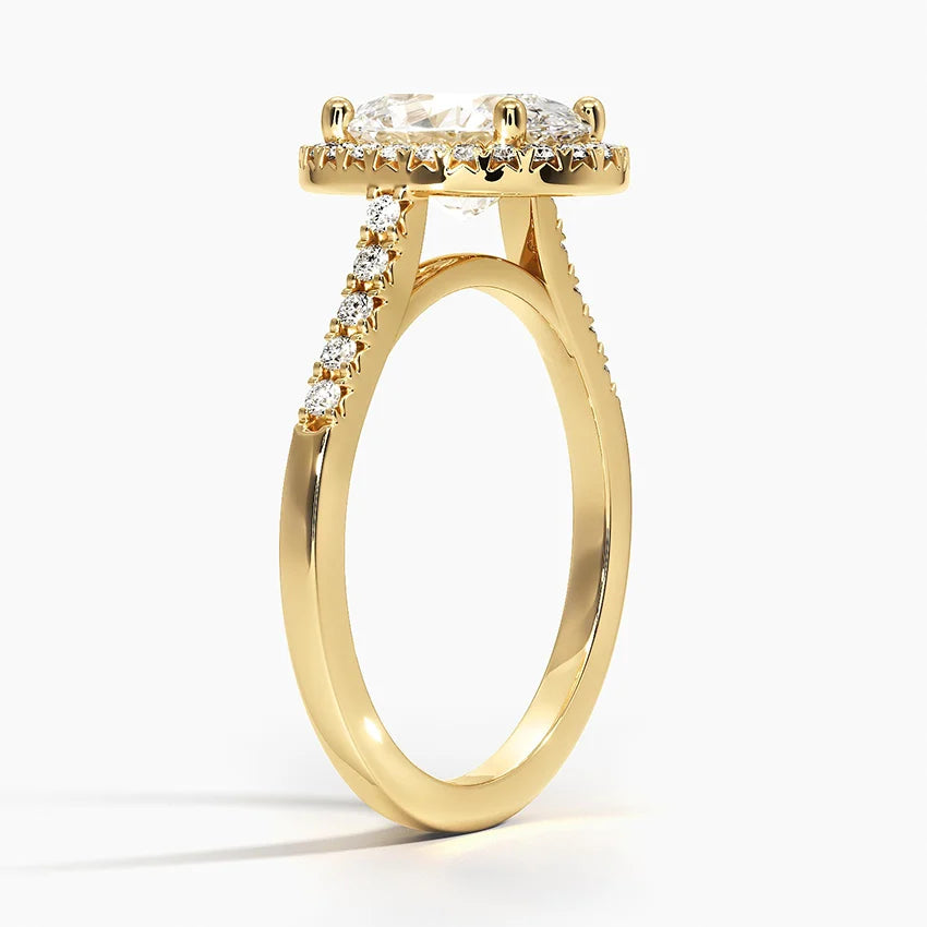 2.40 Karat Oval Halo Tasarım Tektaş Laboratuvar Pırlanta Yüzük  18k -Astrala - Bold Diamonds