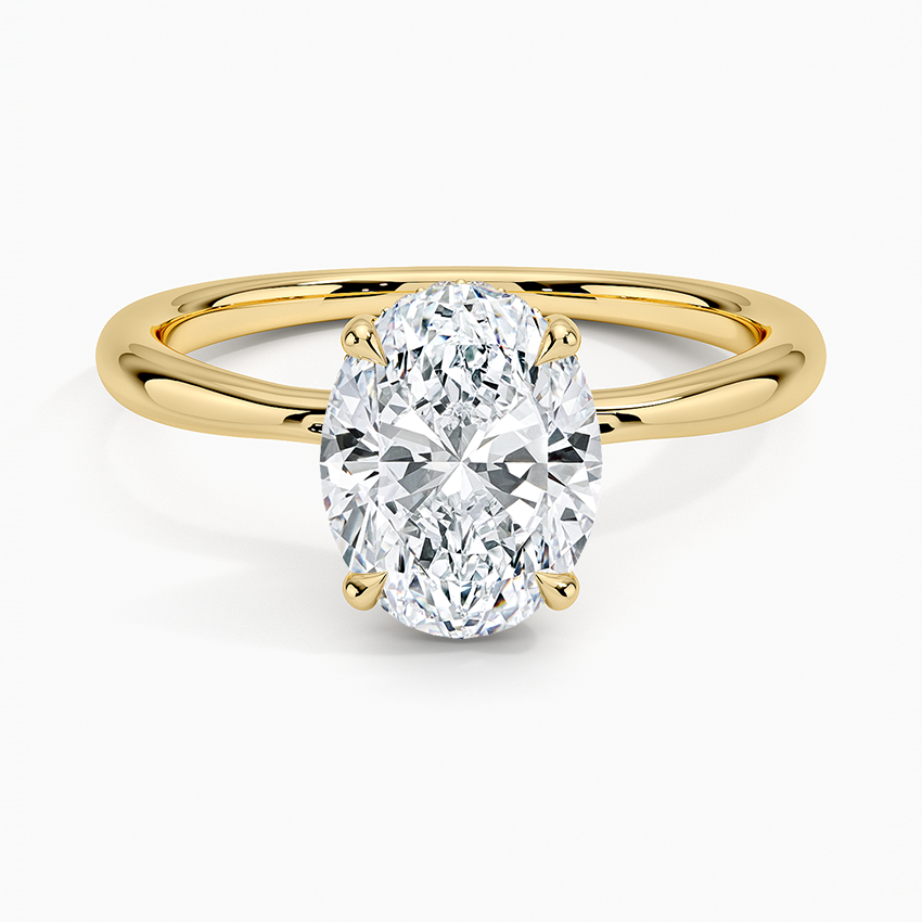 2.10 Karat Oval Kesim Hidden Halo Tasarım Tektaş Laboratuvar Pırlanta Yüzük 18K  - Alvora - Bold Diamonds