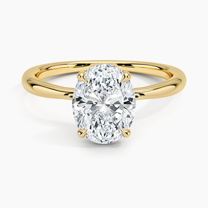 2.10 Karat Oval Kesim Hidden Halo Tasarım Tektaş Laboratuvar Pırlanta Yüzük 18K  - Alvora - Bold Diamonds