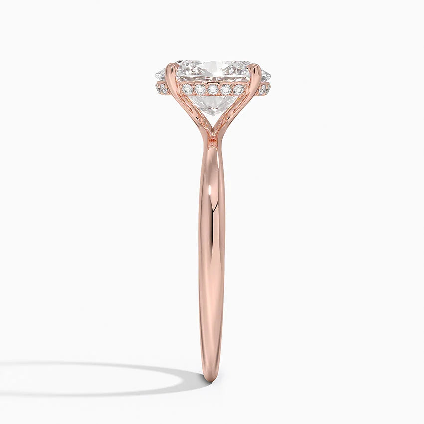 2.10 Karat Oval Kesim Hidden Halo Tasarım Tektaş Laboratuvar Pırlanta Yüzük 18K  - Alvora - Bold Diamonds
