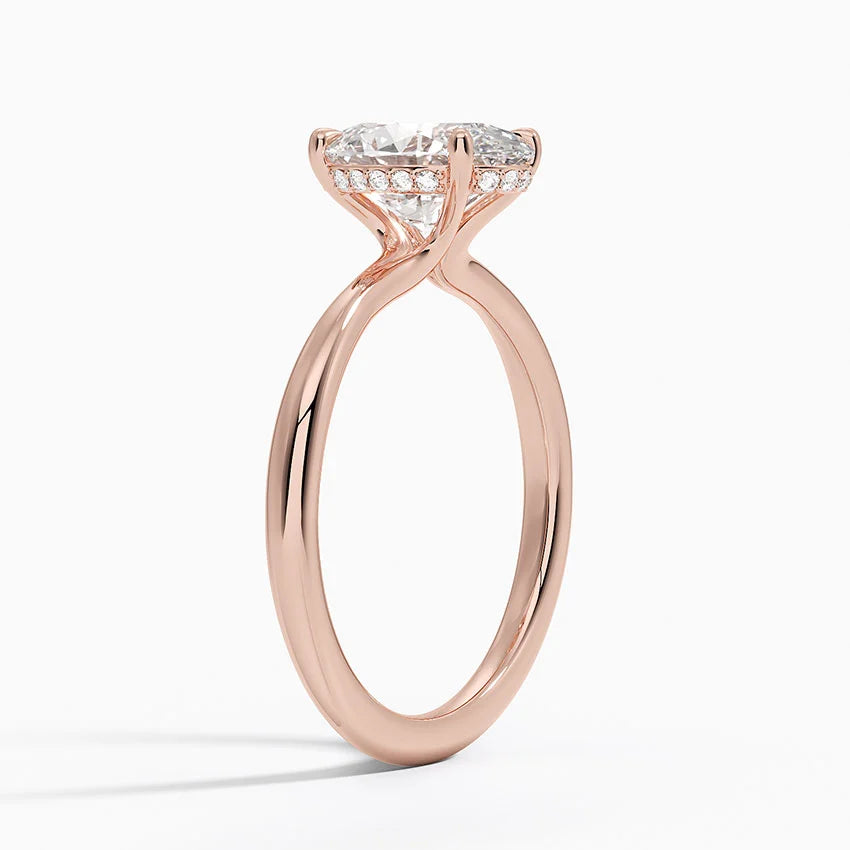 2.10 Karat Oval Kesim Hidden Halo Tasarım Tektaş Laboratuvar Pırlanta Yüzük 18K  - Alvora - Bold Diamonds