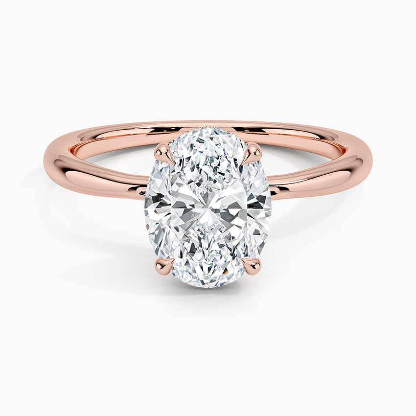 2.10 Karat Oval Kesim Hidden Halo Tasarım Tektaş Laboratuvar Pırlanta Yüzük 18K  - Alvora - Bold Diamonds