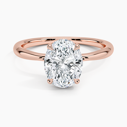 2.10 Karat Oval Kesim Hidden Halo Tasarım Tektaş Laboratuvar Pırlanta Yüzük 18K  - Alvora - Bold Diamonds