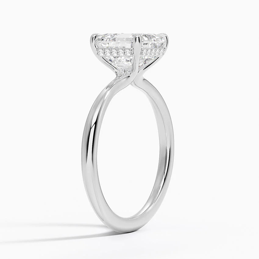 2.10 Karat Asscher Kesim Hidden Halo Tasarım Tektaş Laboratuvar Pırlanta Yüzük 18K  - Alvora - Bold Diamonds