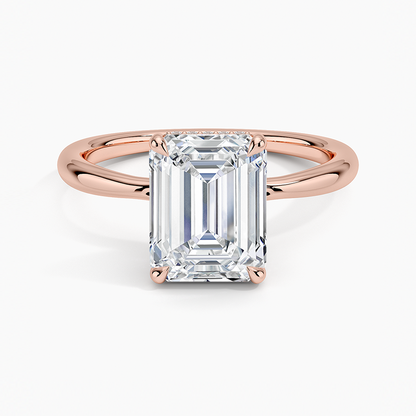 2.10 Karat Emerald Kesim Hidden Halo Tasarım Tektaş Laboratuvar Pırlanta Yüzük 18K  - Alvora - Bold Diamonds