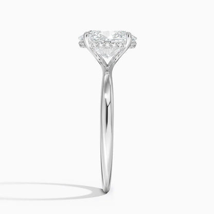 2.10 Karat Oval Kesim Hidden Halo Tasarım Tektaş Laboratuvar Pırlanta Yüzük 18K  - Alvora - Bold Diamonds