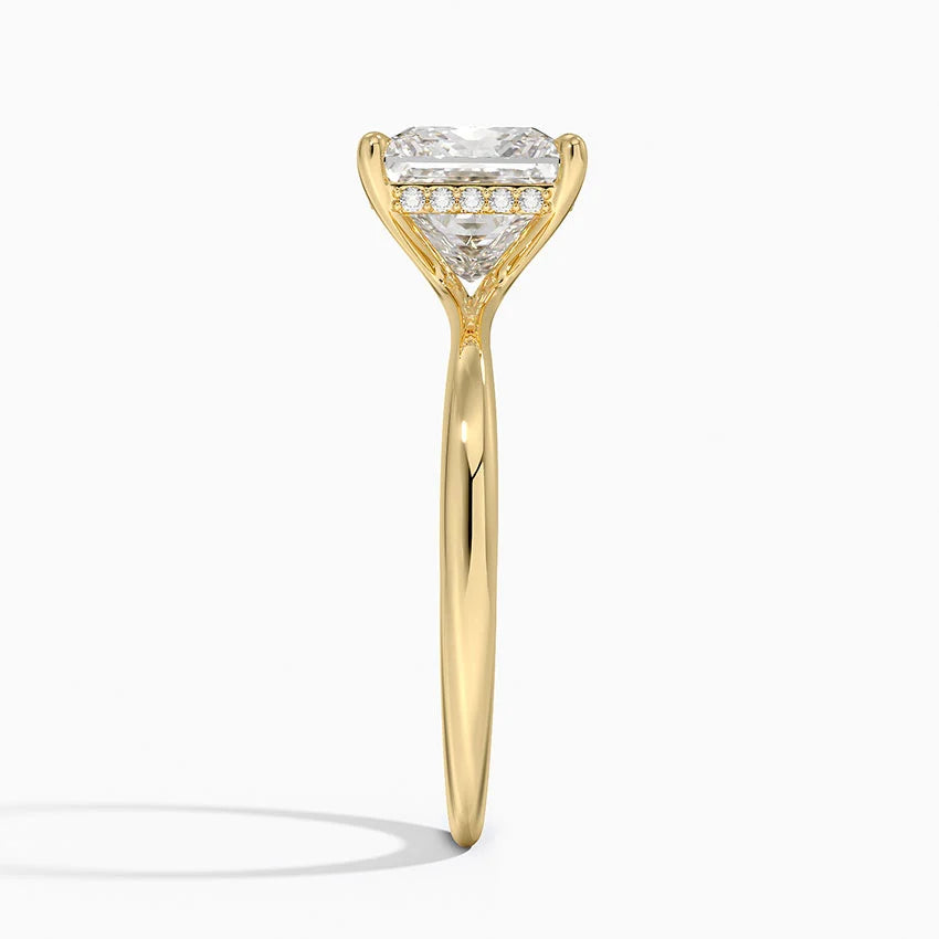 2.10 Karat Prenses Kesim Hidden Halo Tasarım Tektaş Laboratuvar Pırlanta Yüzük 18K  - Alvora - Bold Diamonds