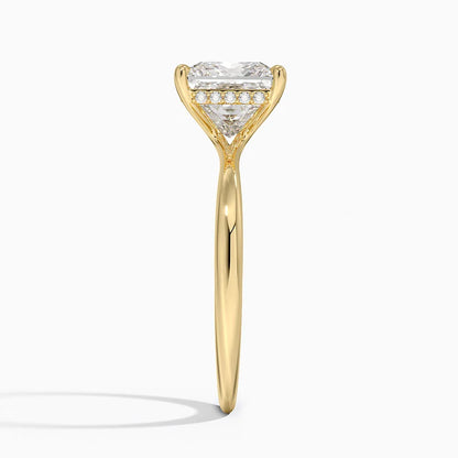 2.10 Karat Prenses Kesim Hidden Halo Tasarım Tektaş Laboratuvar Pırlanta Yüzük 18K  - Alvora - Bold Diamonds