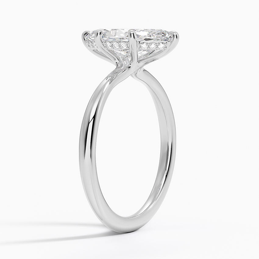 2.10 Karat Marquise Kesim Hidden Halo Tasarım Tektaş Laboratuvar Pırlanta Yüzük 18K  - Alvora - Bold Diamonds