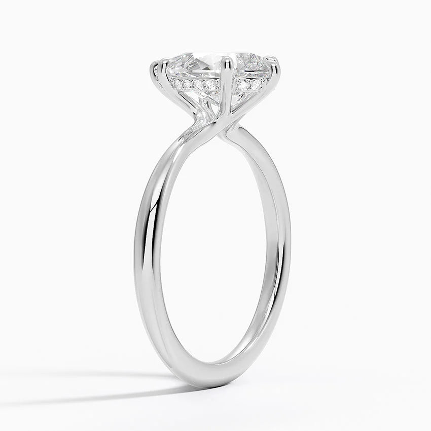 2.10 Karat Pear Kesim Hidden Halo Tasarım Tektaş Laboratuvar Pırlanta Yüzük 18K  - Alvora - Bold Diamonds