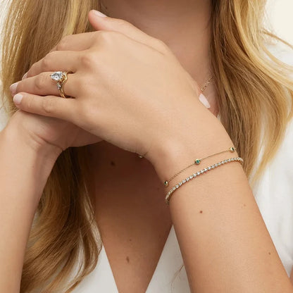 Su Yolu Model 2.00 Karat Yuvarlak Kesim Laboratuvar Pırlanta Bileklik 18K - Bold Diamonds