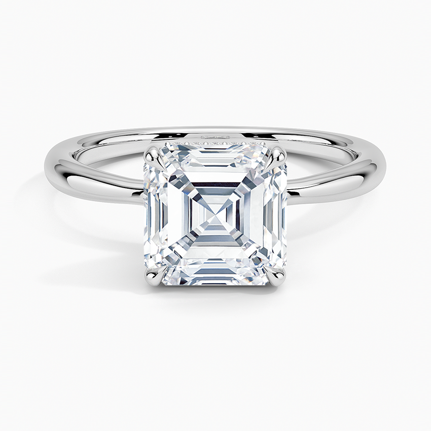2.10 Karat Asscher Kesim Hidden Halo Tasarım Tektaş Laboratuvar Pırlanta Yüzük 18K  - Alvora - Bold Diamonds