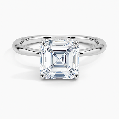 2.10 Karat Asscher Kesim Hidden Halo Tasarım Tektaş Laboratuvar Pırlanta Yüzük 18K  - Alvora - Bold Diamonds