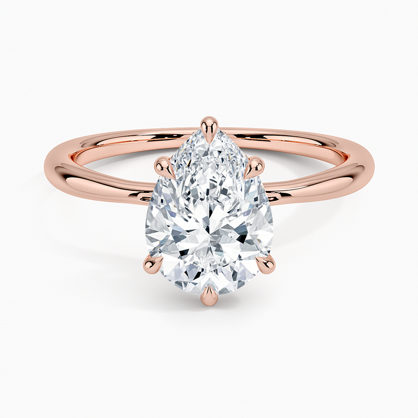 2.10 Karat Pear Kesim Hidden Halo Tasarım Tektaş Laboratuvar Pırlanta Yüzük 18K  - Alvora - Bold Diamonds