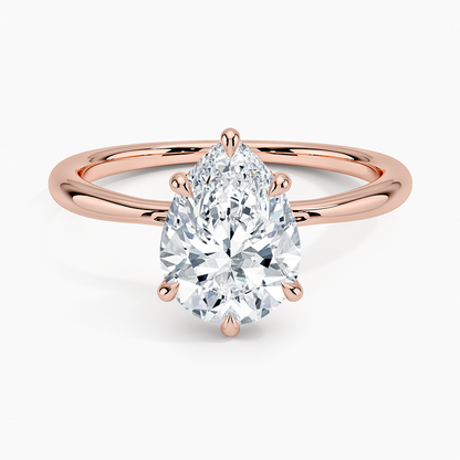 2.10 Karat Pear Kesim Hidden Halo Tasarım Tektaş Laboratuvar Pırlanta Yüzük 18K  - Alvora - Bold Diamonds