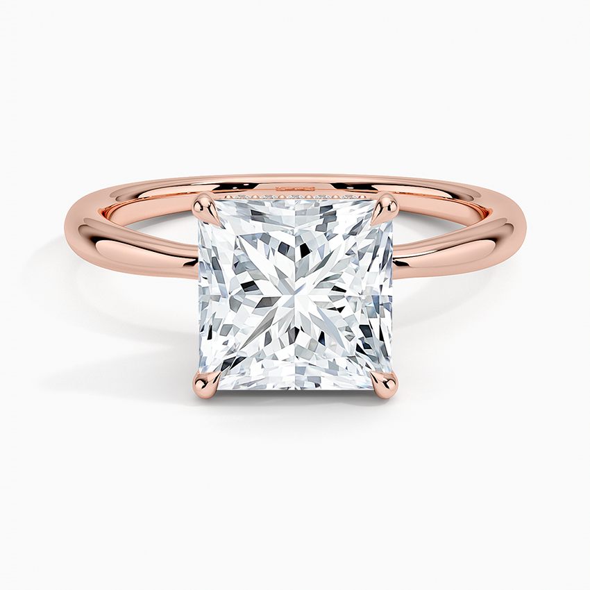 2.10 Karat Prenses Kesim Hidden Halo Tasarım Tektaş Laboratuvar Pırlanta Yüzük 18K  - Alvora - Bold Diamonds