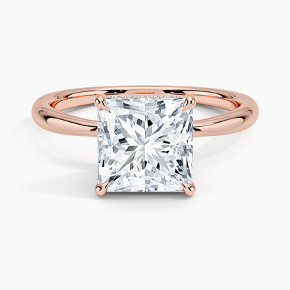 2.10 Karat Prenses Kesim Hidden Halo Tasarım Tektaş Laboratuvar Pırlanta Yüzük 18K  - Alvora - Bold Diamonds