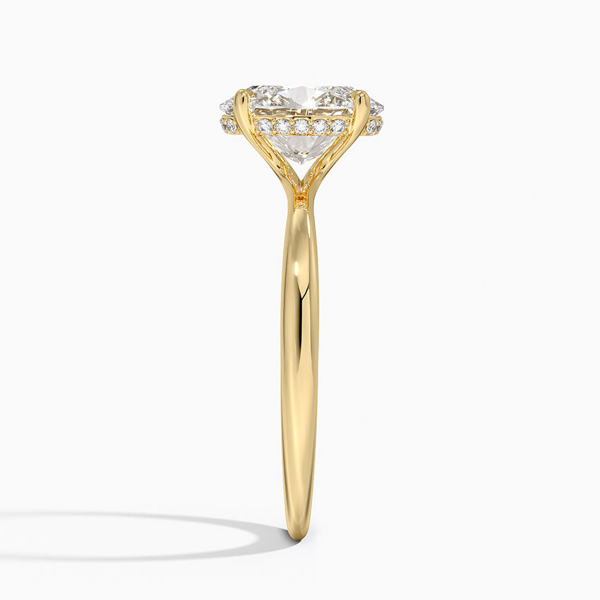 2.10 Karat Oval Kesim Hidden Halo Tasarım Tektaş Laboratuvar Pırlanta Yüzük 18K  - Alvora - Bold Diamonds
