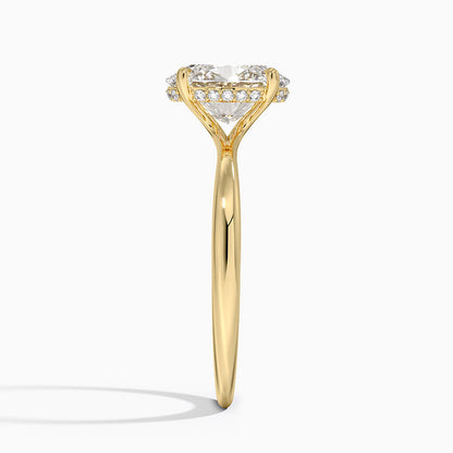 2.10 Karat Oval Kesim Hidden Halo Tasarım Tektaş Laboratuvar Pırlanta Yüzük 18K  - Alvora - Bold Diamonds
